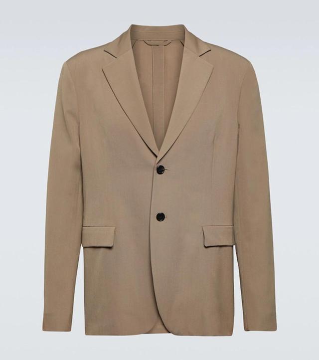 Single-breasted Wool-blend Blazer In Cvd Mud Grey Product Image