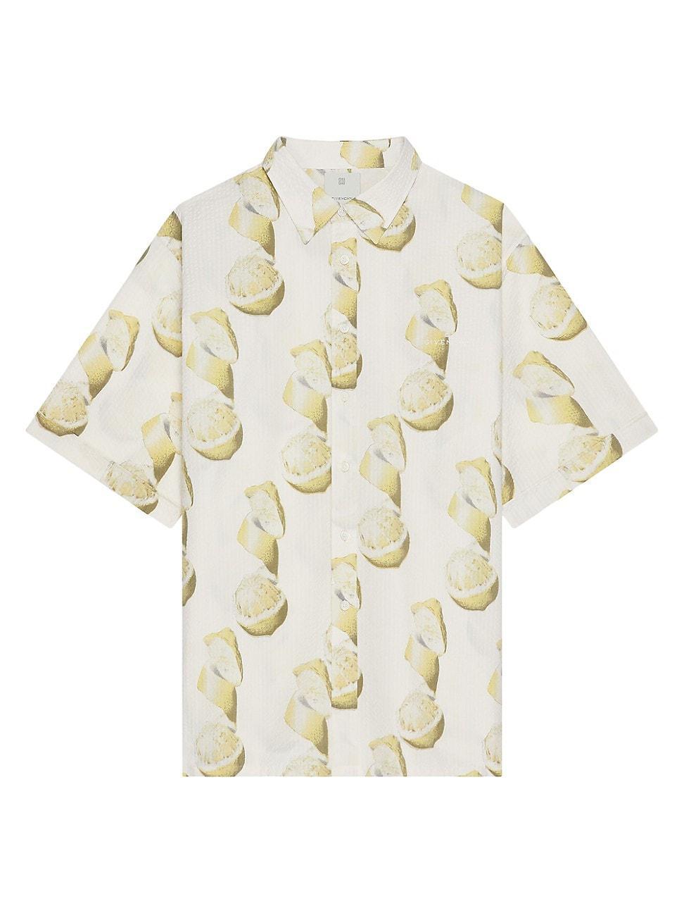 Mens Plage Printed Shirt in Cotton Seersucker Product Image