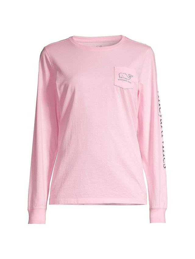 Womens Whale Print Long-Sleeve T-Shirt Product Image