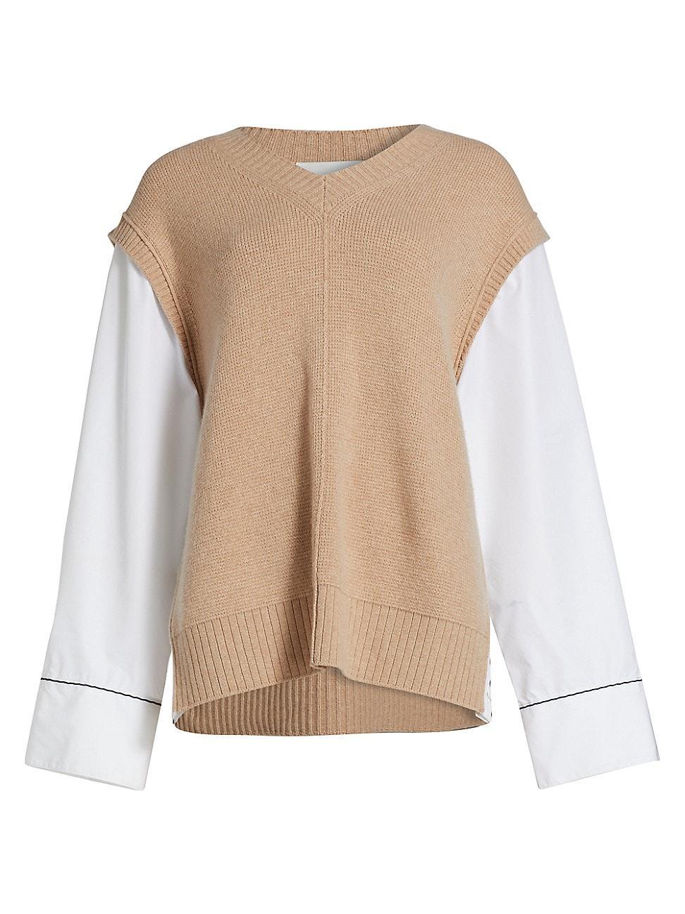 Womens Wool-Blend Poplin Vest Top Product Image