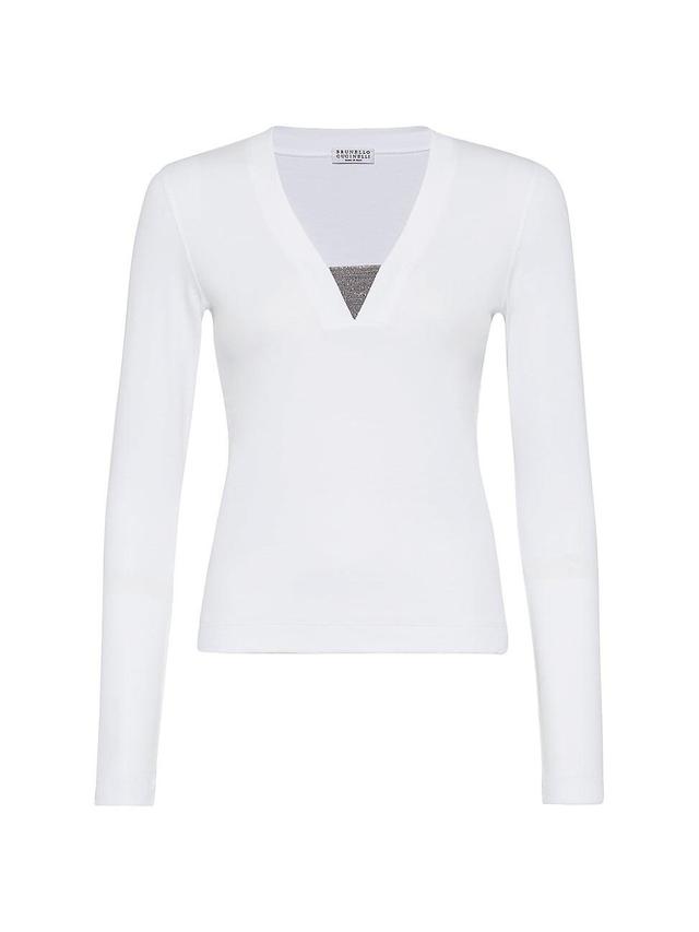 Monili V-Neck Cotton Jersey Long-Sleeve Top Product Image