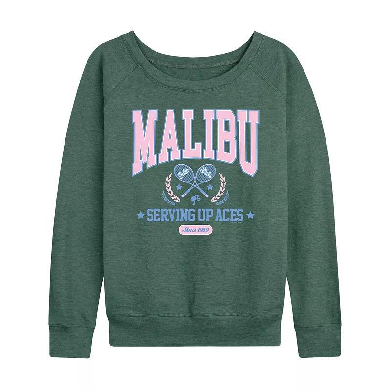 Womens Barbie Malibu Varsity Graphic Pullover Grey Green Product Image