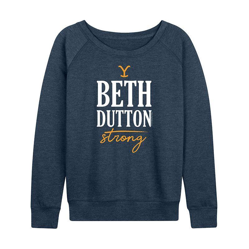 Womens Yellowstone Beth Dutton Strong Lightweight French Terry Sweatshirt, Girls Grey Indigo Product Image