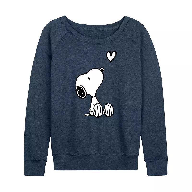 Womens Peanuts Valentines Snoopy Heart Slouchy Graphic Sweatshirt Product Image