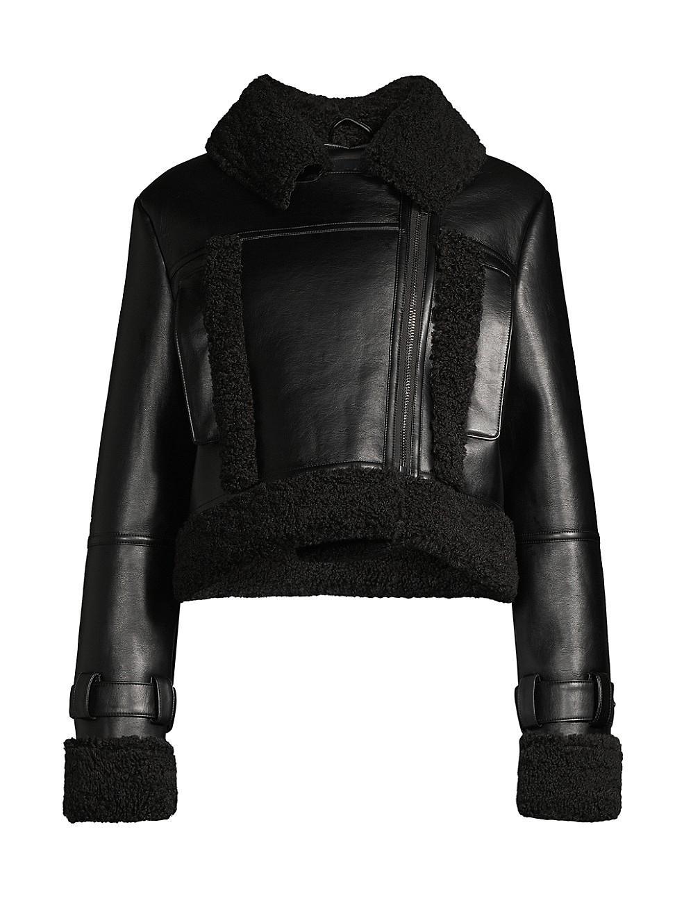 Womens Jay Faux Leather-&-Suede Moto Jacket Product Image