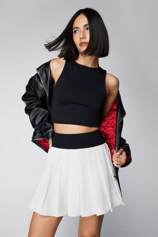 Tailored Colorblock Pleated Mini Skirt Product Image