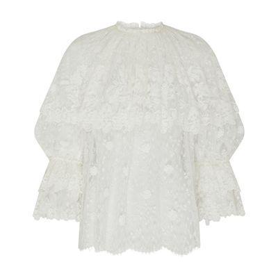 Blouse With Floral Embroidery In Off-white Product Image