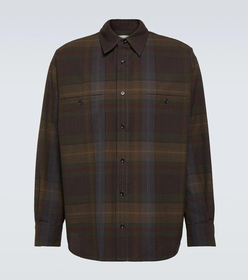 Checked Wool Shirt In Green Product Image