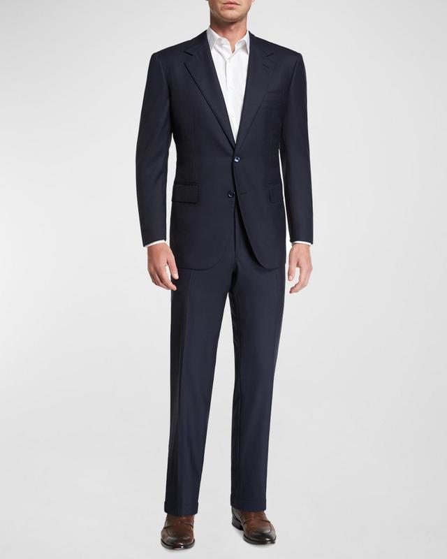 Mens Solid Wool Two-Piece Suit Product Image