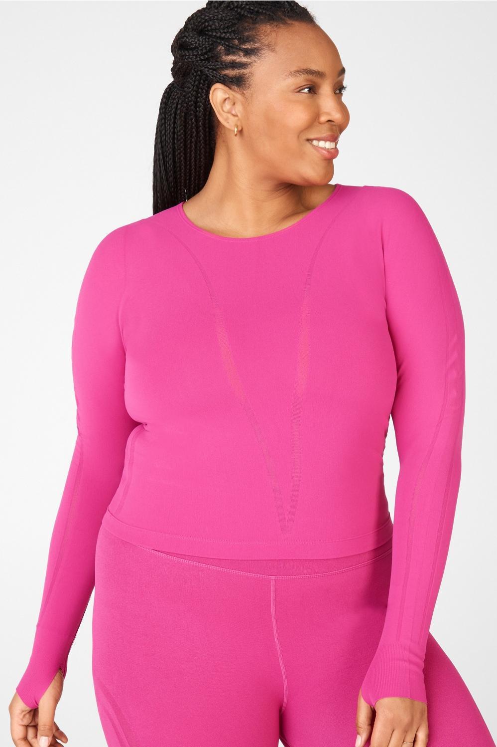 Fabletics Corey SculptKnit Long-Sleeve Top Womens pink plus Size 3X Product Image