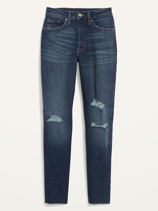 Curvy High-Waisted OG Straight Ripped Cut-Off Jeans Product Image