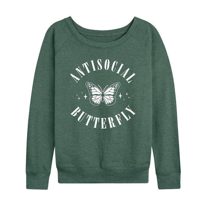 Womens Antisocial Butterfly Graphic Tee Green Product Image