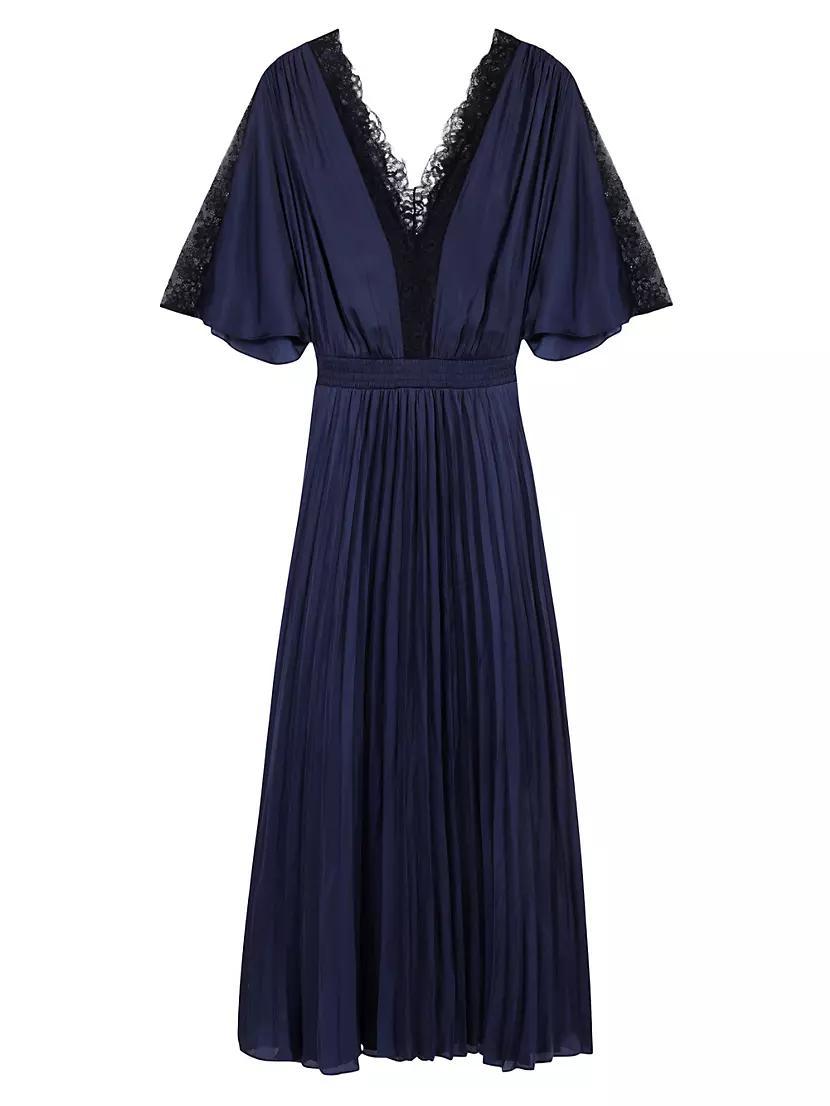 Pleated Maxi Dress with Lace Product Image