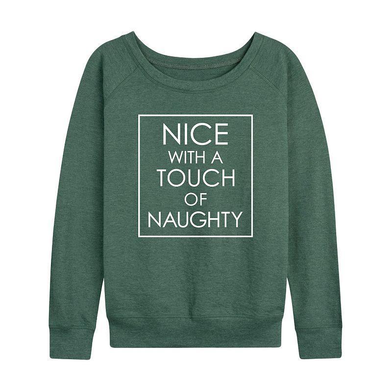 Womens Nice With A Touch Of Naughty Slouchy Graphic Sweatshirt, Girls Grey Green Product Image