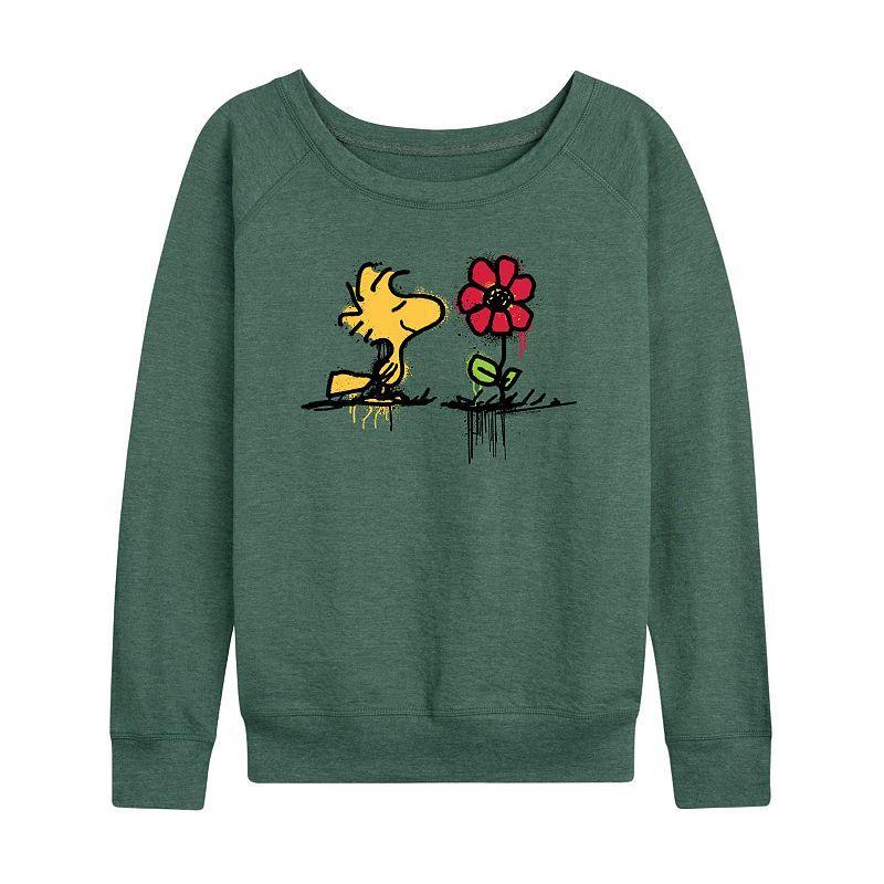 Womens Peanuts Woodstock Rose Slouchy Graphic Sweatshirt, Girls Product Image