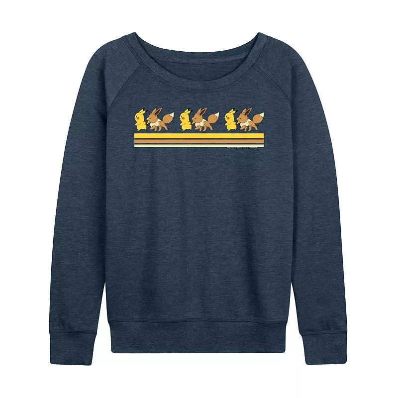 Womens Pokemon Pikachu Eevee Retro Lightweight French Terry Sweatshirt Grey Indigo Product Image