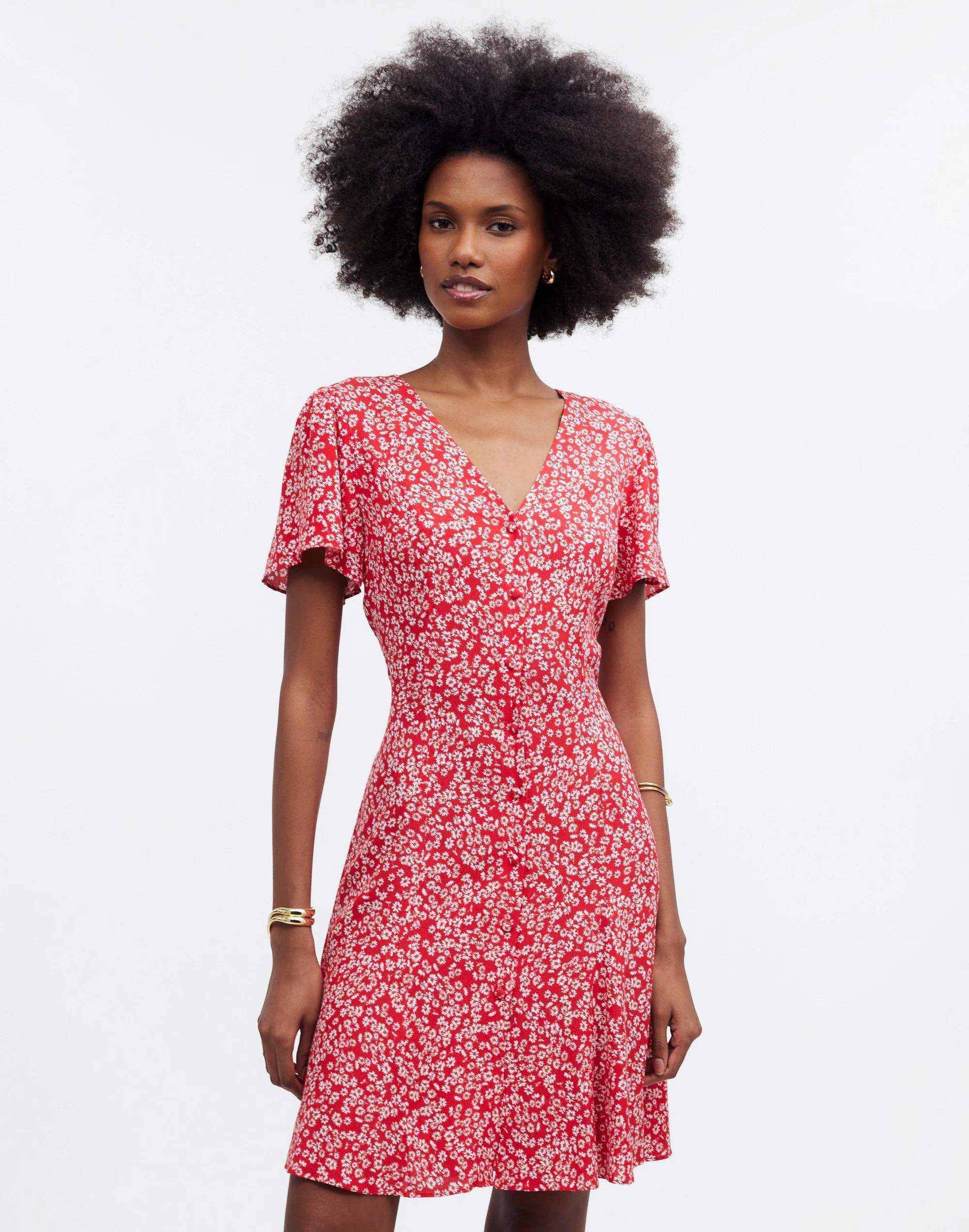 Flutter-Sleeve Mini Dress in Floral Product Image