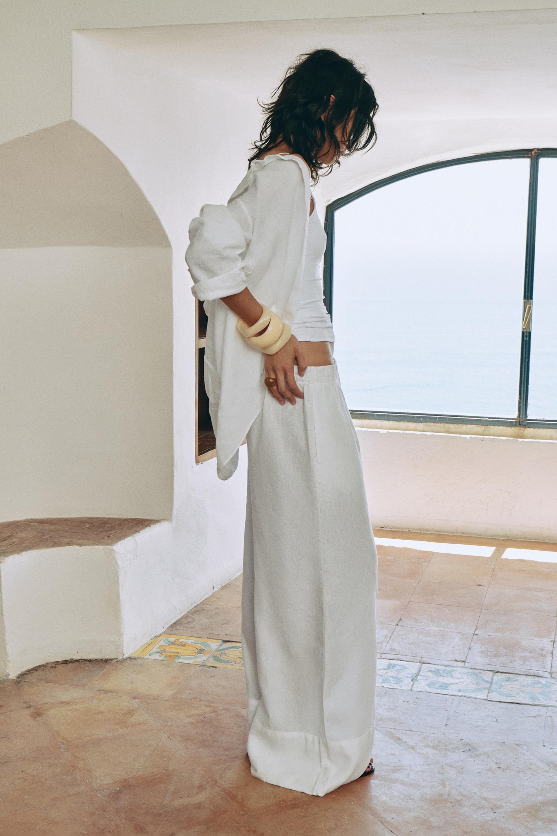 100% LINEN PALAZZO PANTS ZW COLLECTION Product Image