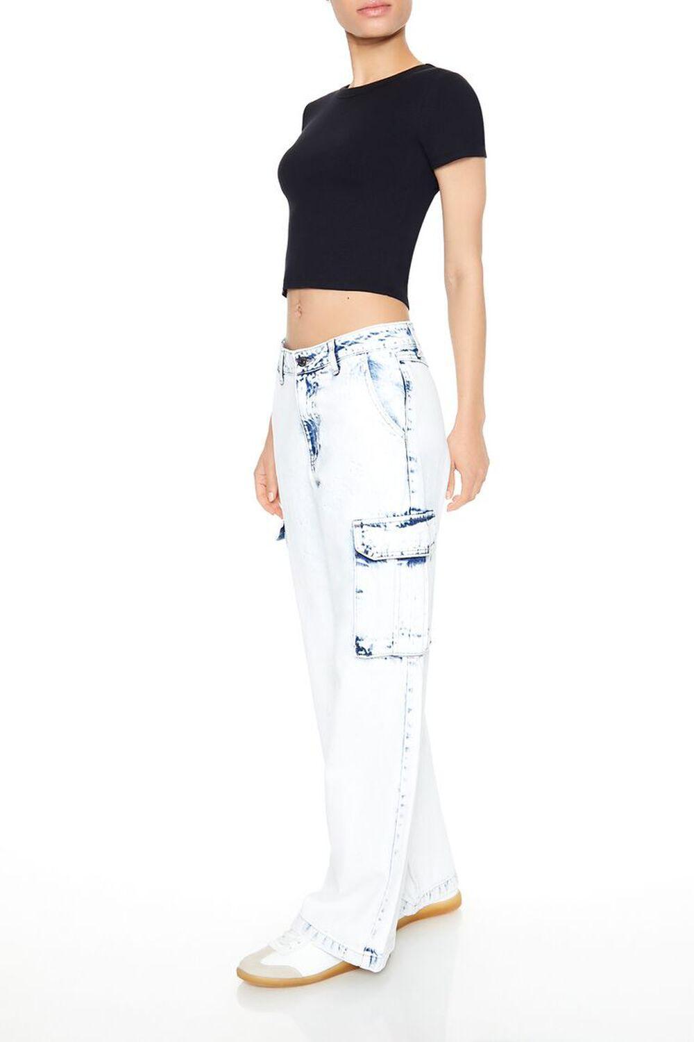 Acid Wash Straight Cargo Jeans | Forever 21 Product Image