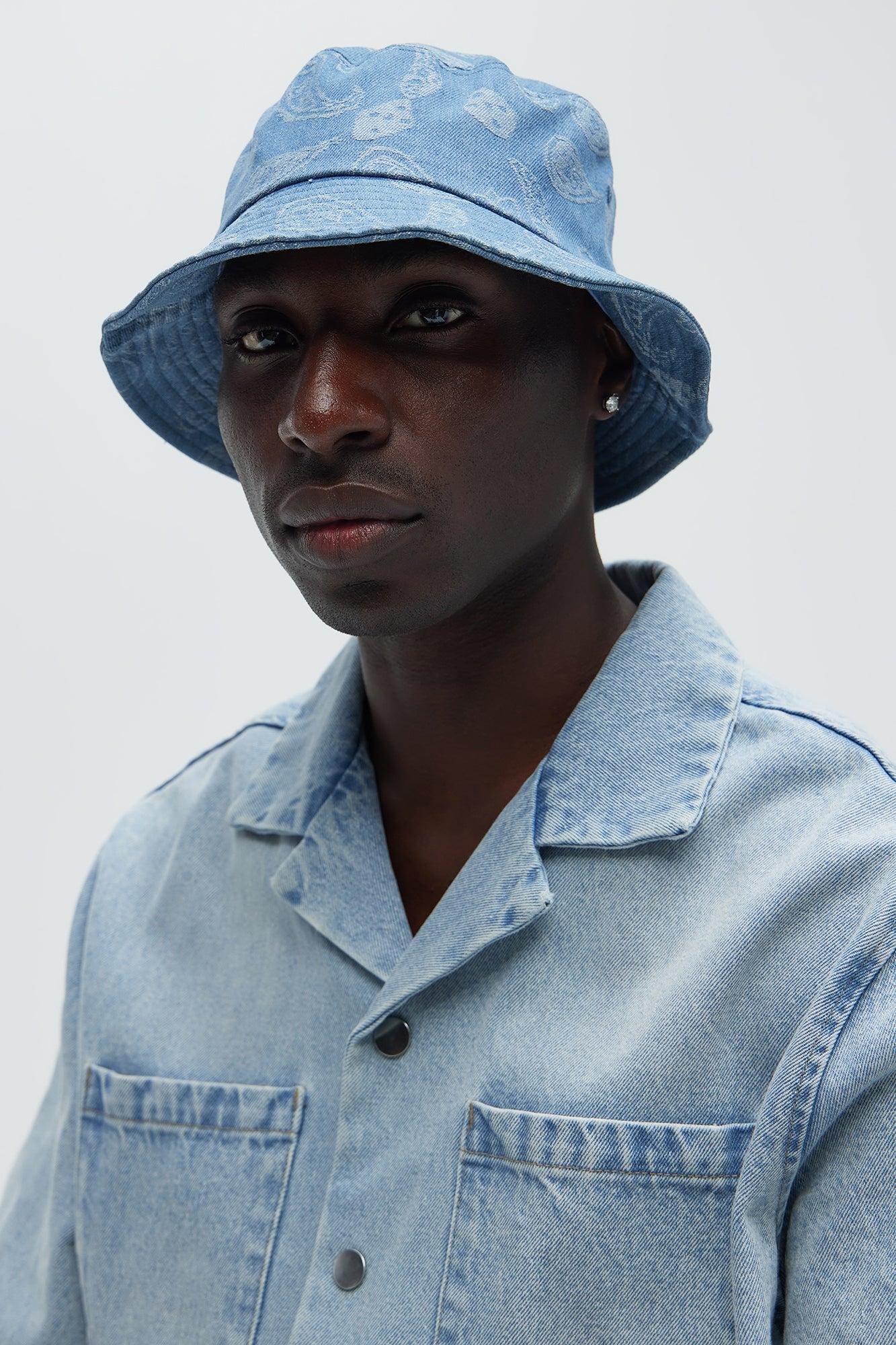 Paisley Denim Bucket Hat - Blue Product Image