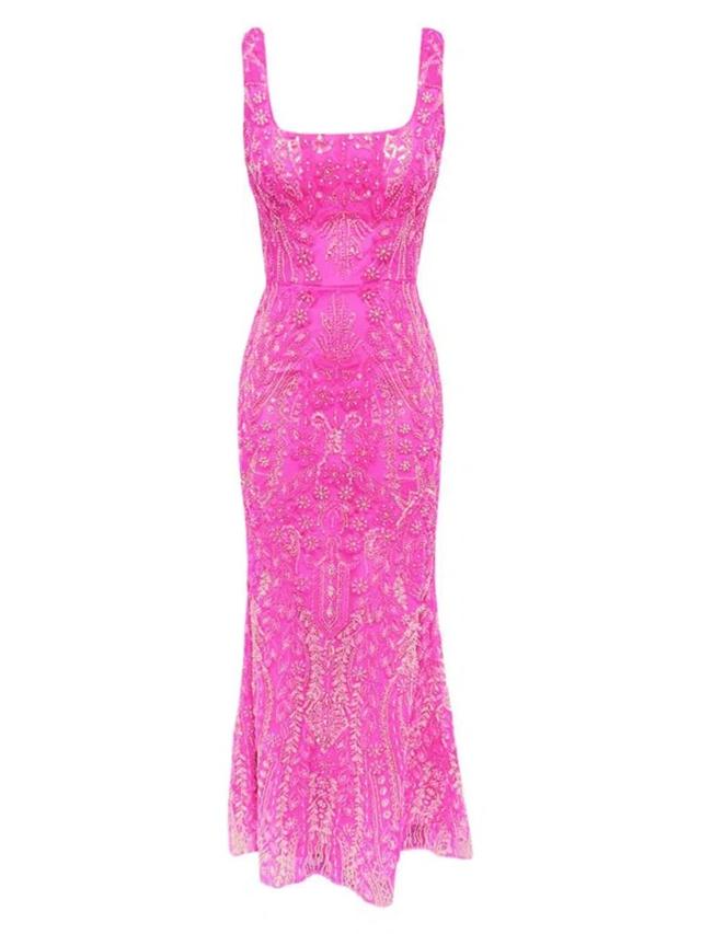 Women's Tyra Sequin-embellished Mermaid Gown In Bright Fuchsia Multi Product Image