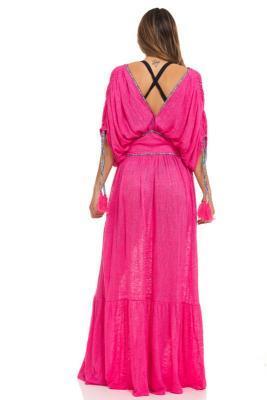 Solid Boho V-neck Maxi Dress Product Image