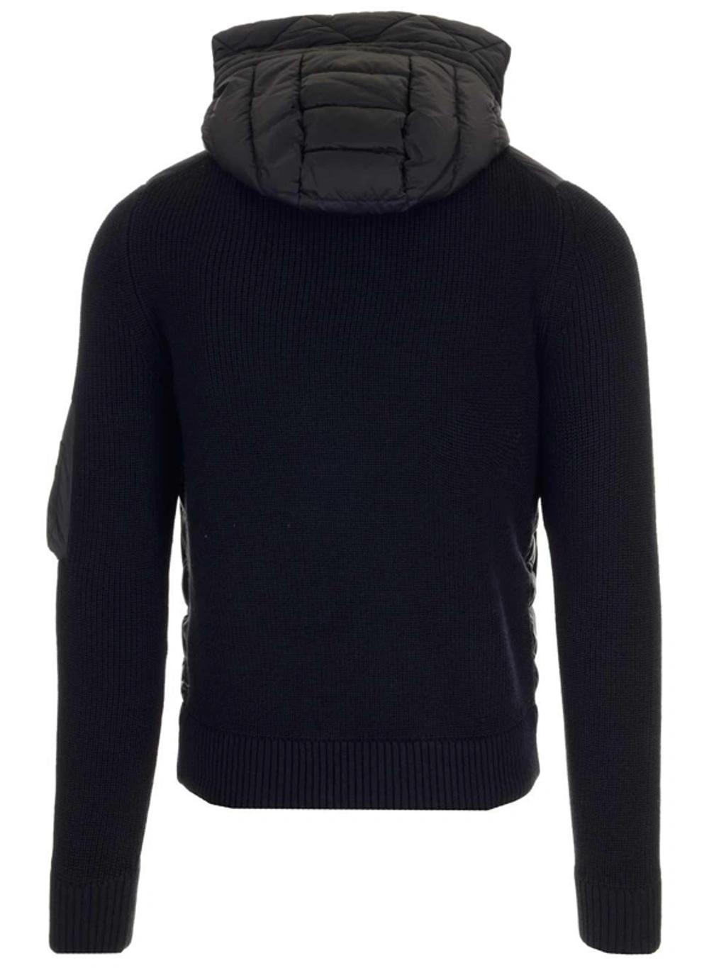 Padded-front Hooded Jacket In Black Product Image