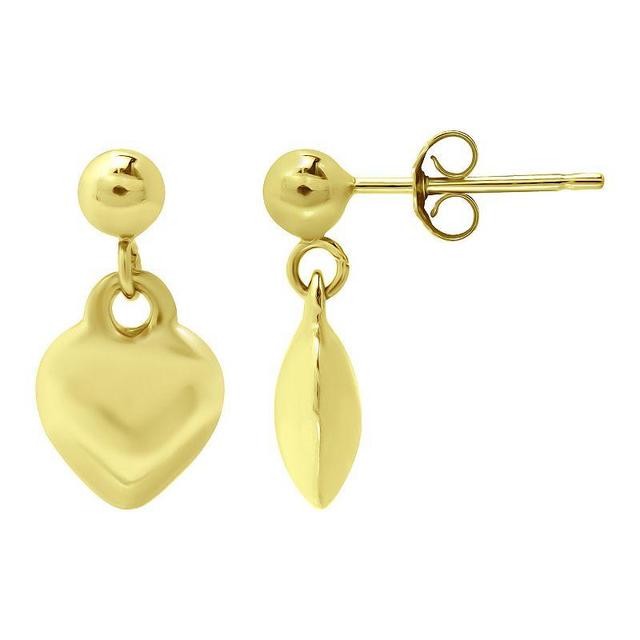 Aleure Precioso Puffy Heart Drop Earrings, Womens, Gold Tone Product Image