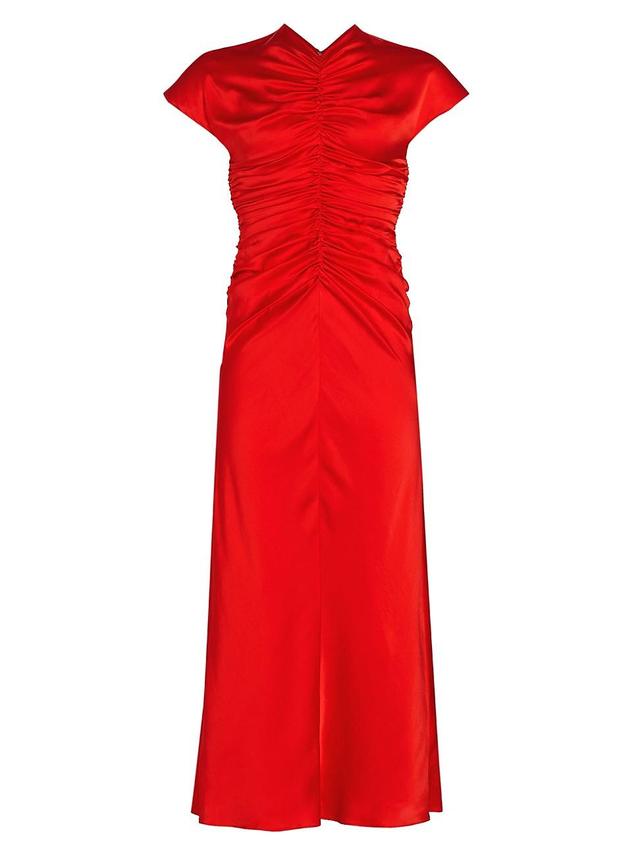 Womens Aubree Ruched Silk Maxi Dress Product Image