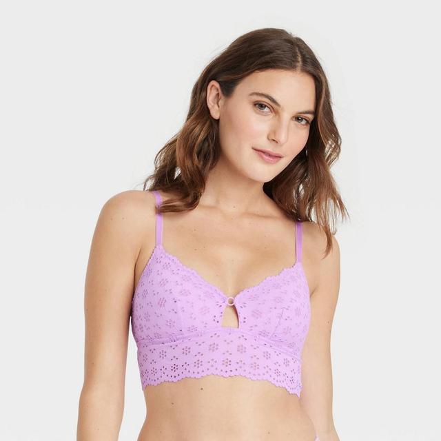 Womens Eyelet Bralette - Colsie Light Violet M Product Image