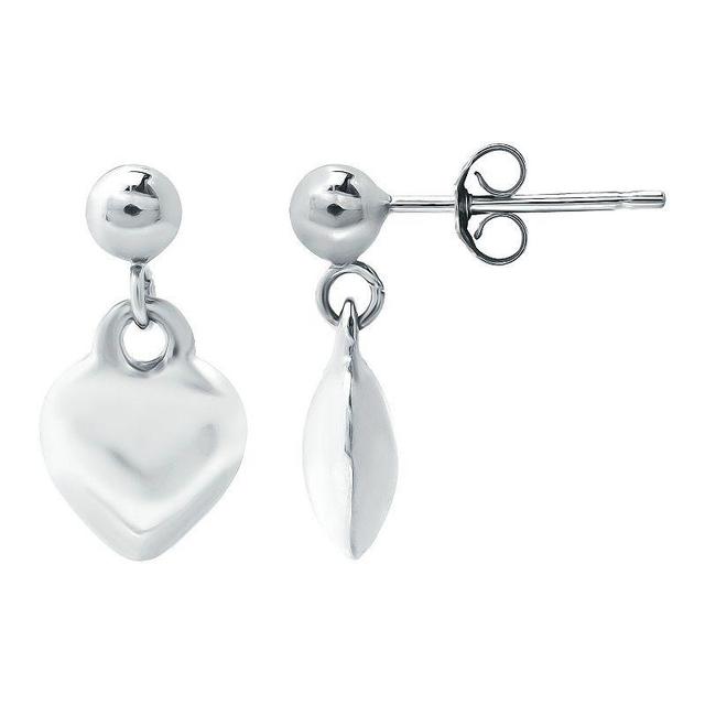 Aleure Precioso Puffy Heart Drop Earrings, Womens, Silver Product Image