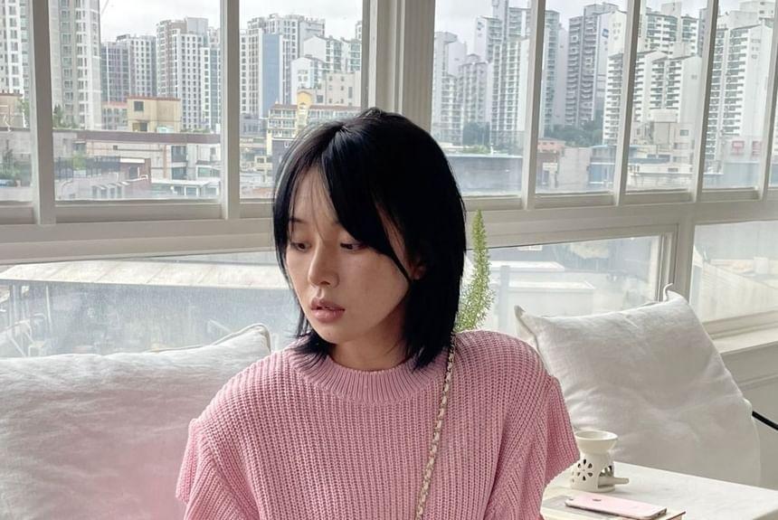 Plain Cold-Shoulder Sweater Product Image