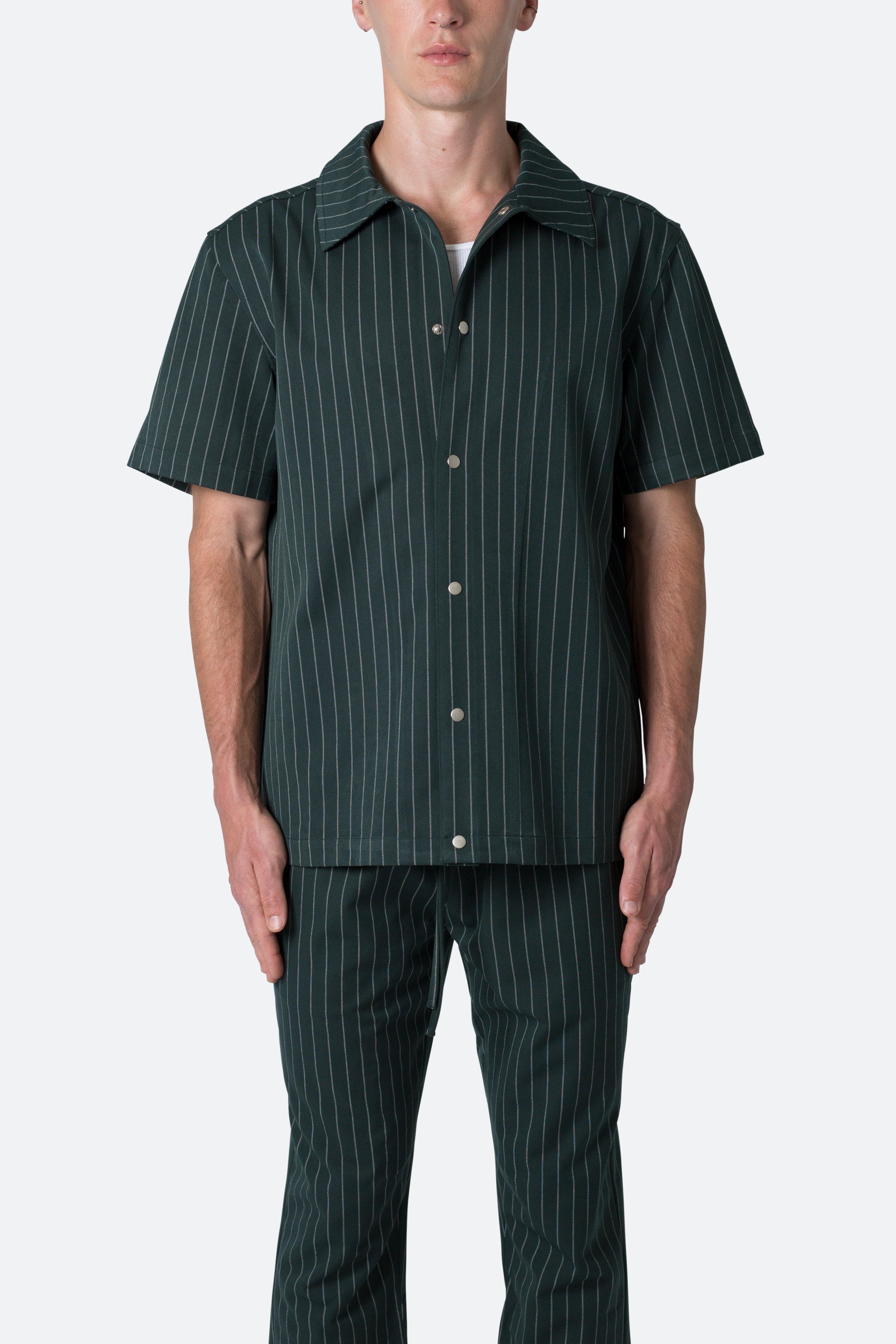 Pinstripe Short Sleeve Shirt - Green Product Image