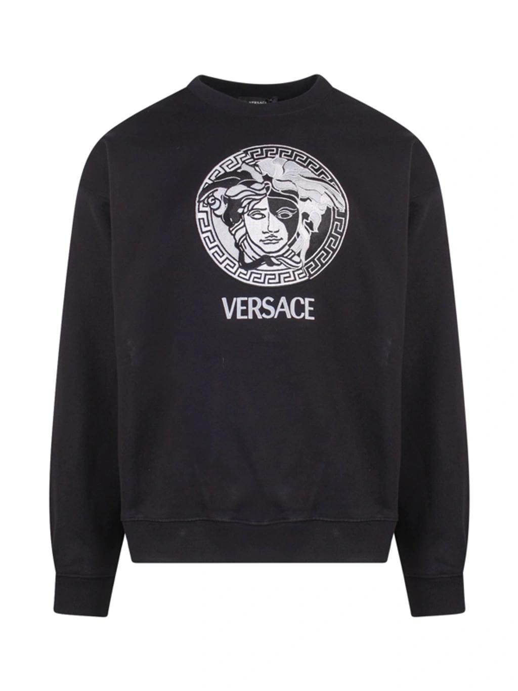 Cotton Sweatshirt With Front Iconic Medusa In Black Product Image