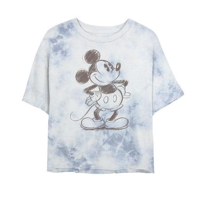 Juniors Disney Mickey Mouse Pencil Sketch Original Bombard Wash Crop Graphic Tee, Womens Product Image