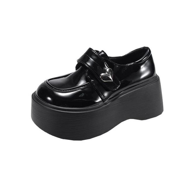 Heart Accent Faux Leather Platform Loafers Product Image