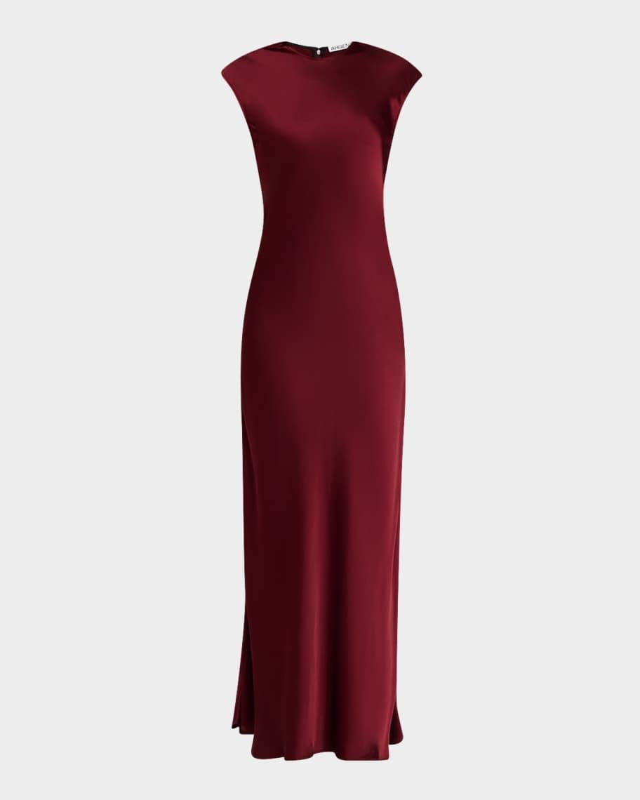 Cap-Sleeve Bias Viscose Satin Maxi Dress product image