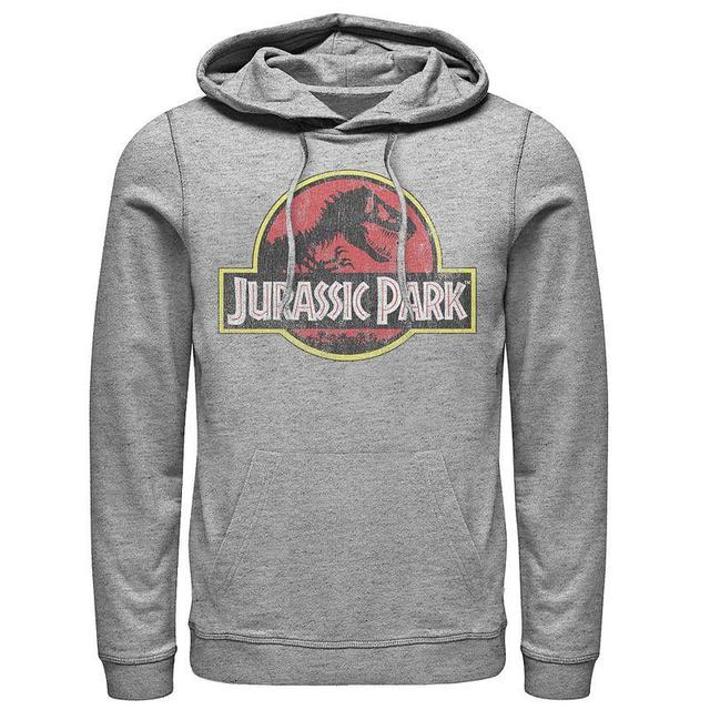 Mens Jurassic Park Distressed Original Park Logo Graphic Pullover Hoodie Grey Product Image