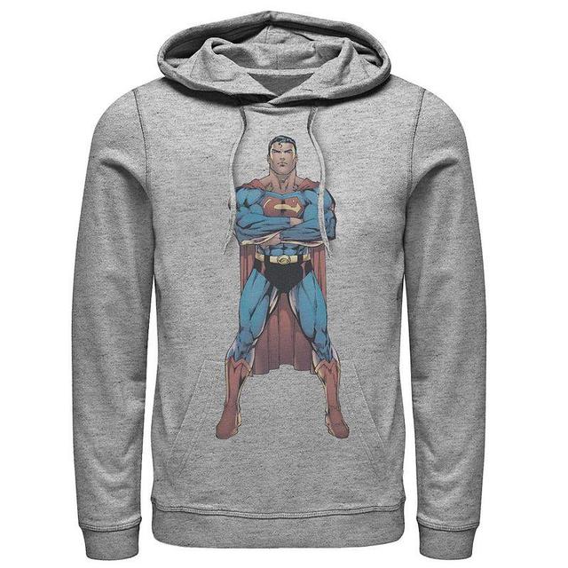 Mens DC Comics Superman Power Stance Comic Poster Hoodie Grey Product Image