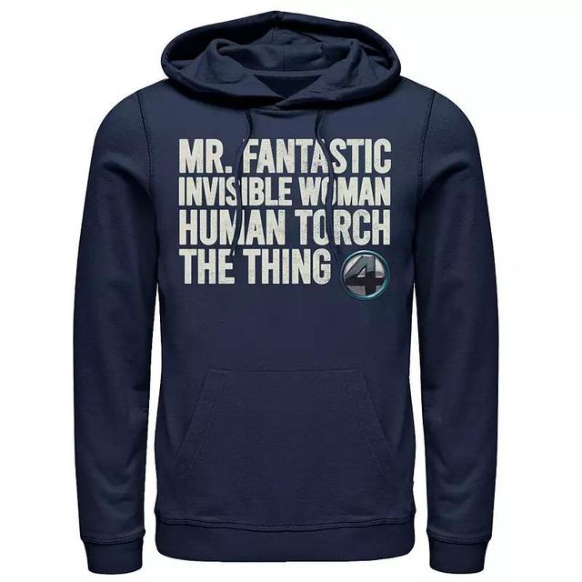 Mens Marvel Fantastic Four Team Name Stack Hoodie Blue Product Image