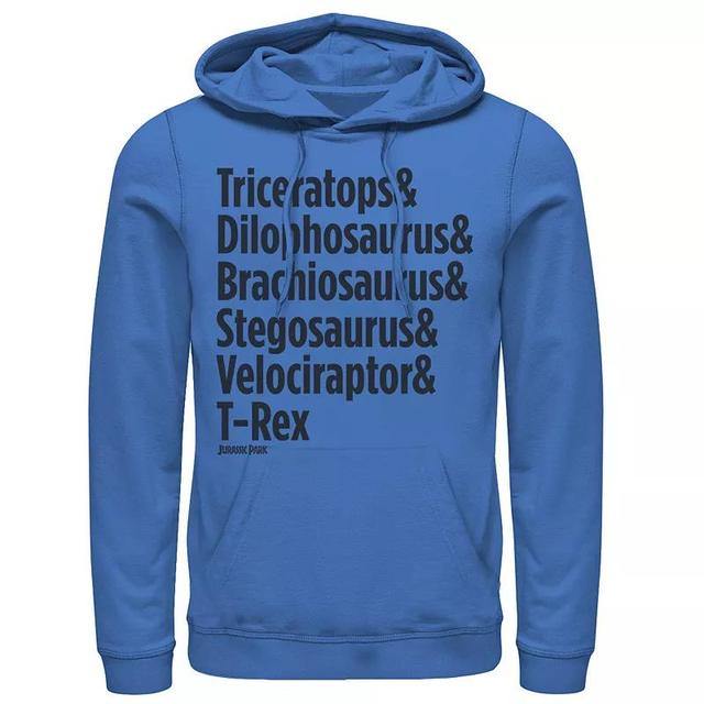 Mens Jurassic Park Dinosaur Name Types Graphic Pullover Graphic Hoodie Product Image