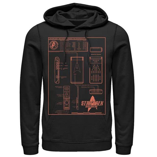 Mens Star Trek Discovery Communicator Schematics Poster Hoodie Black Product Image