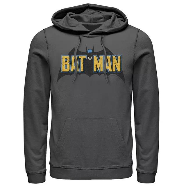 Mens DC Comics Batman Distressed Vintage Text Logo Hoodie Product Image