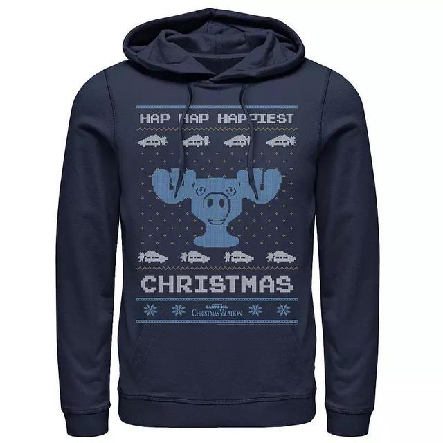 Mens National Lampoons Christmas Vacation Hap Hap Happiest Ugly Graphic Hoodie Blue Product Image