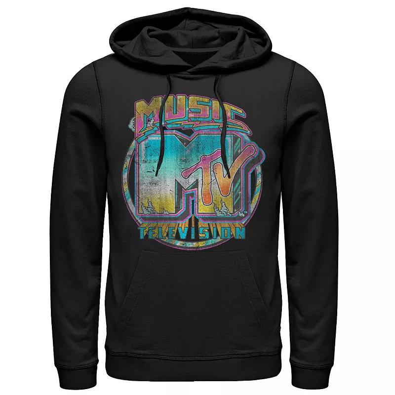 Mens MTV Colorful Chrome Distressed Logo Hoodie Blue Product Image