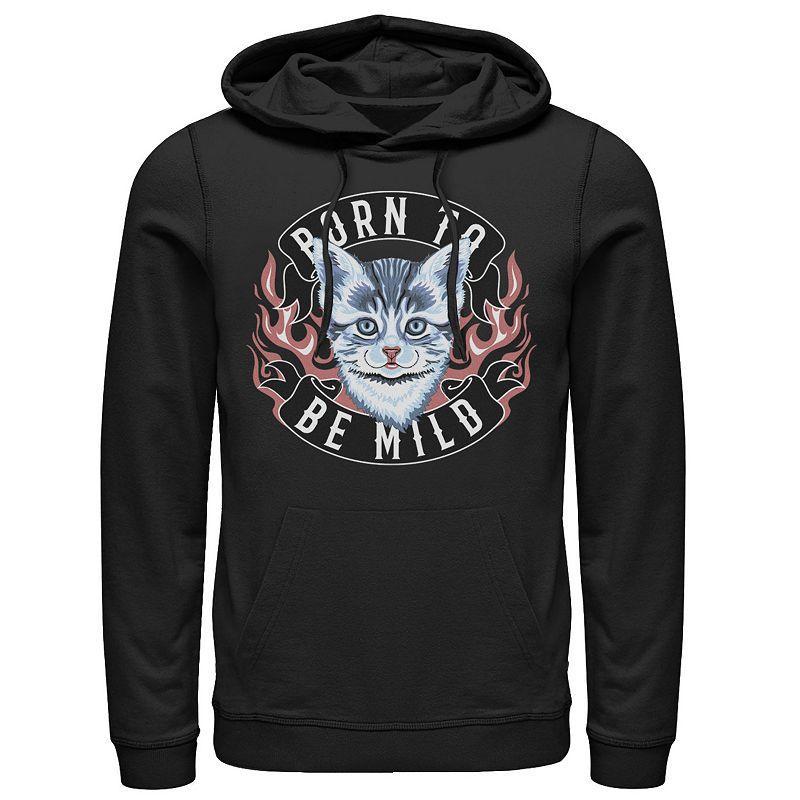 Mens Born To Be Mild Kitten Flame Portrait Hoodie Product Image