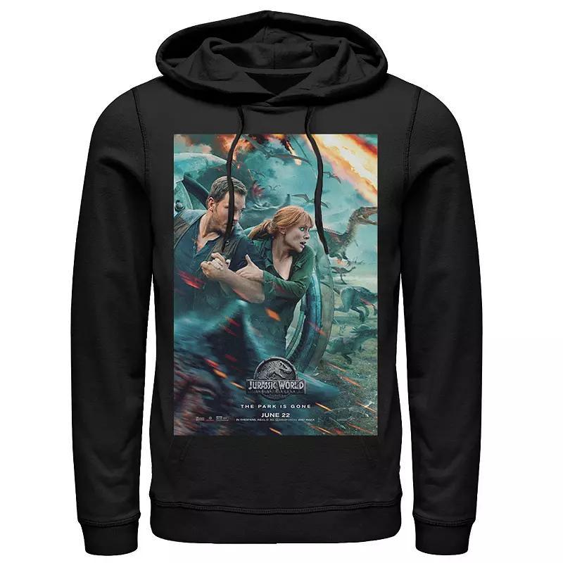 Mens Jurassic Park T-Rex Explosion Tropical Logo Graphic Pullover Hoodie Product Image