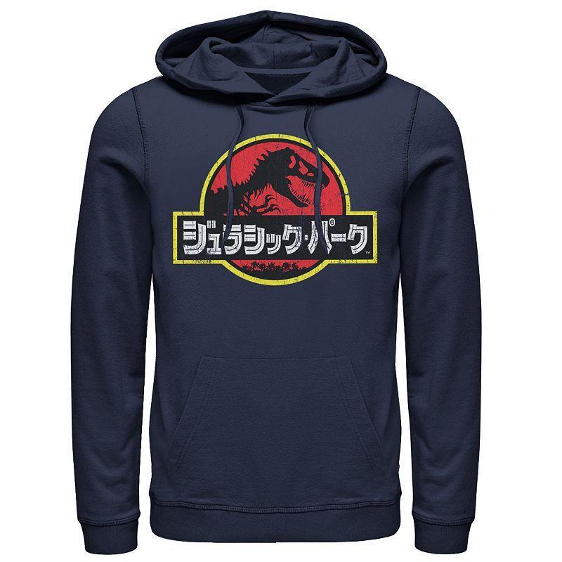 Mens Jurassic Park Logo Outlined Hoodie, Mens Blue Product Image