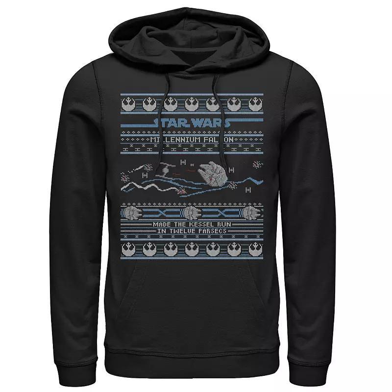 Mens Star Wars Falcon Kessel Run Ugly Christmas Sweater Hoodie Product Image