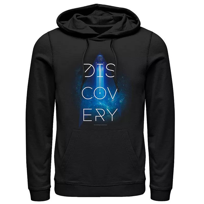 Mens Star Trek Discovery Delta Galaxy Text Stack Hoodie Black Product Image